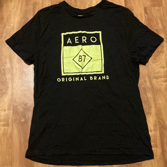 ❤️🔥5/20$ AEROPOSTALE💫 Mens Black Logo Crew Neck Short Sleeve Top - Picture 1 of 5